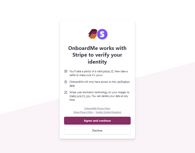 Stripe Identity Verification in OnboardMe